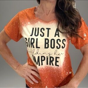 Women’s Graphic T Shirt Size S Just a girl boss  short sleeve Orange Top
